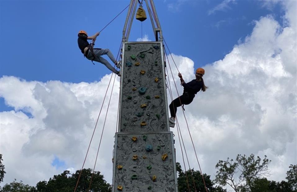 Climbing Wall with people climbing