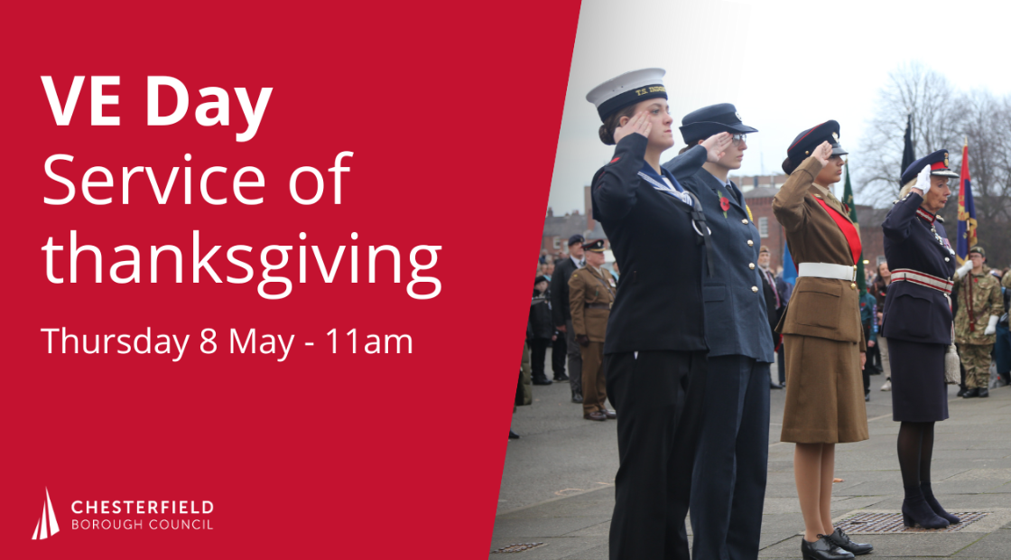 Image of cadets saluting with text that says: VE Day service of thanksgiving 