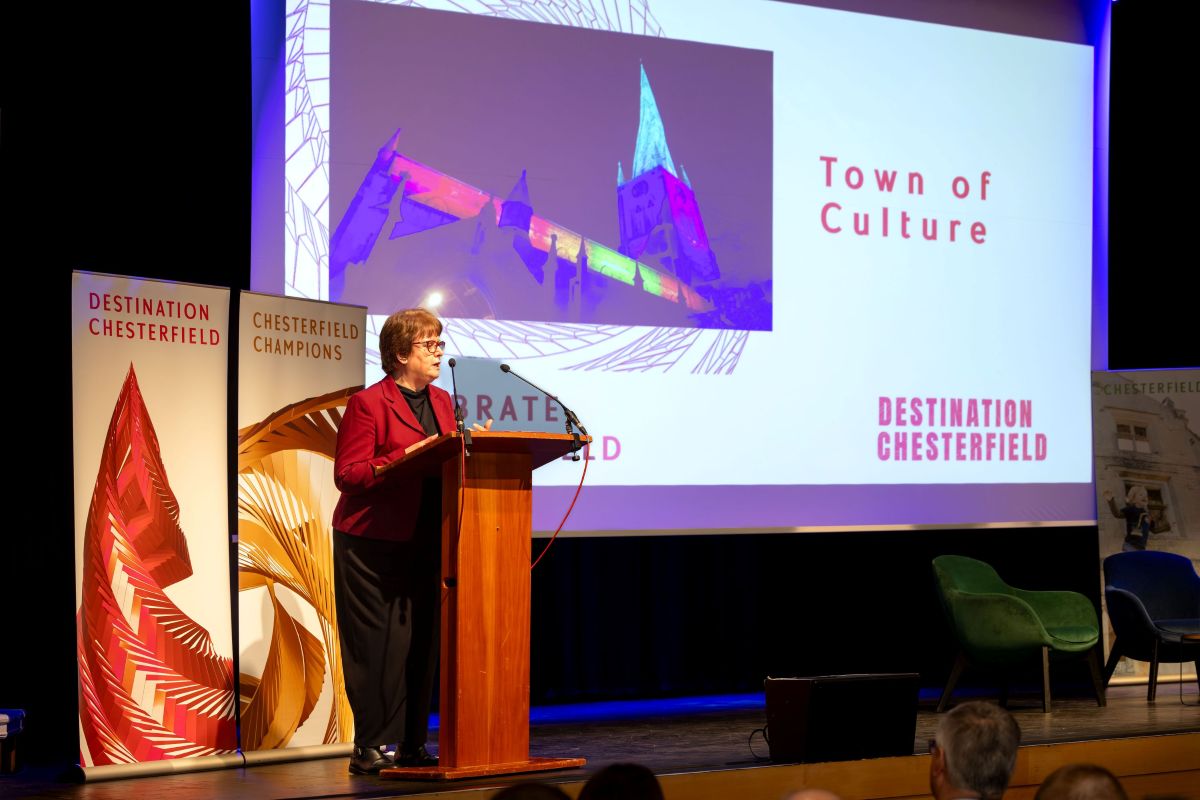 Cllr Tricia Gilby presenting at the Celebrate event on 18 March