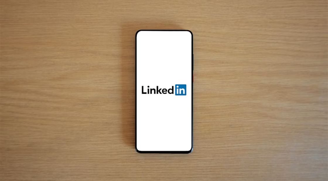 LinkedIn logo on a mobile phone
