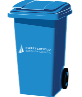 Blue wheelie bin