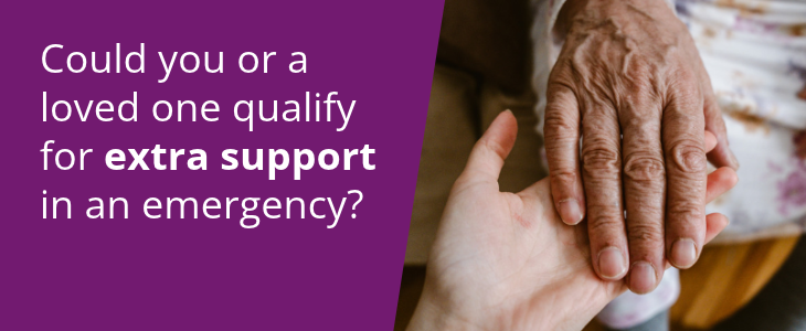 Link to 'The Priority Services Register is a free service that gives extra support to customers who may need it (opens in new window)' page