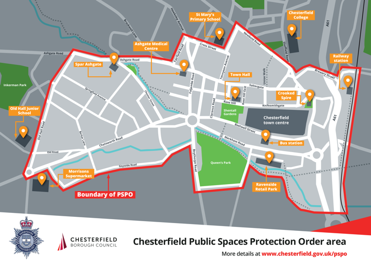 Extended Town Centre public spaces protection order (PSPO) map