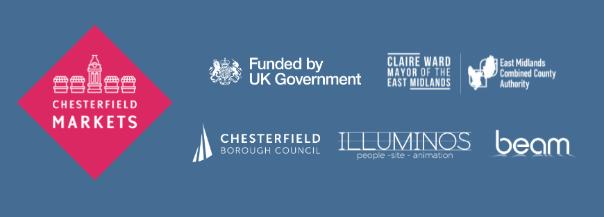 Logos of partners and funders for Chesterfield Glow Up