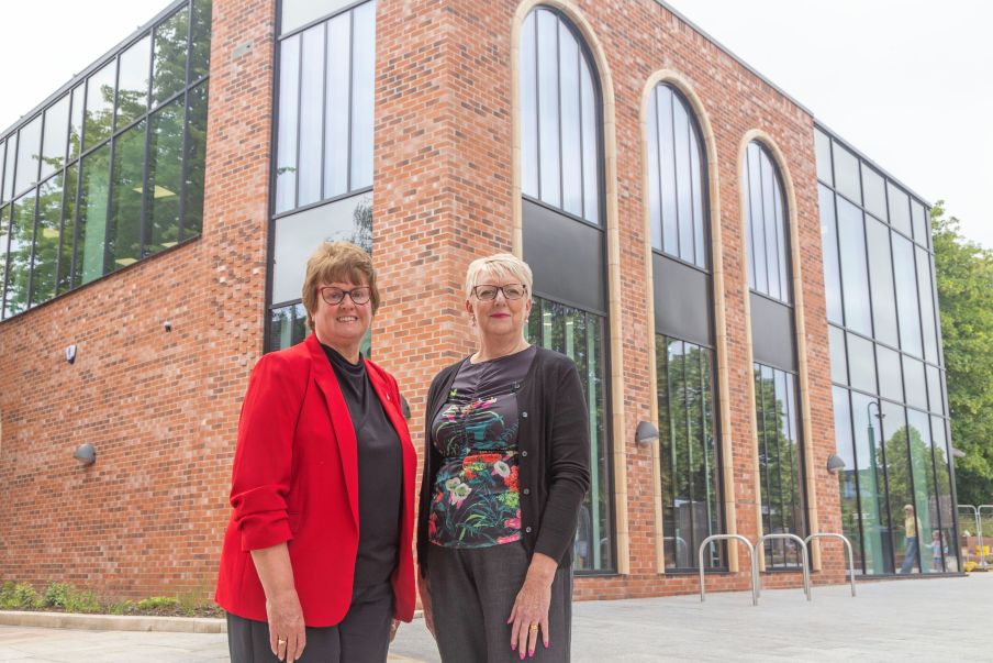 Cllr Tricia Gilby and Cllr Kate Sarvent at the new Pavilion building
