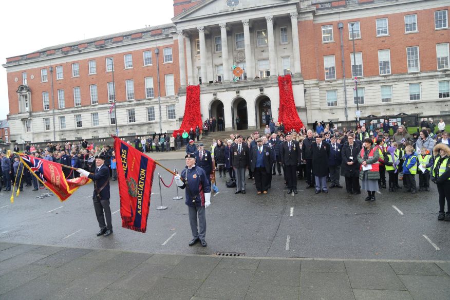 Armistice Day service outside Chesterfield Town Hall