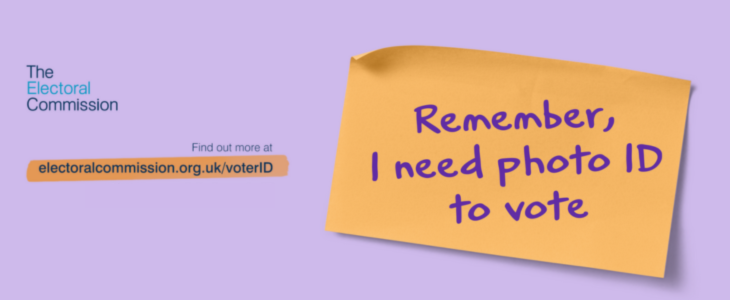 Link to 'Don't forget your photo ID when you vote this May' page