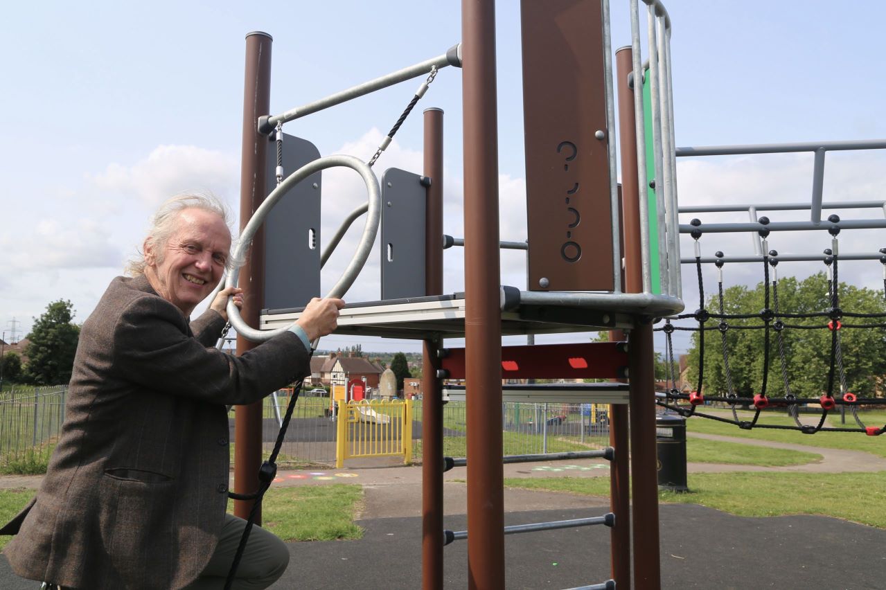 Councillor Steve Lismore at Wicken's Place play area