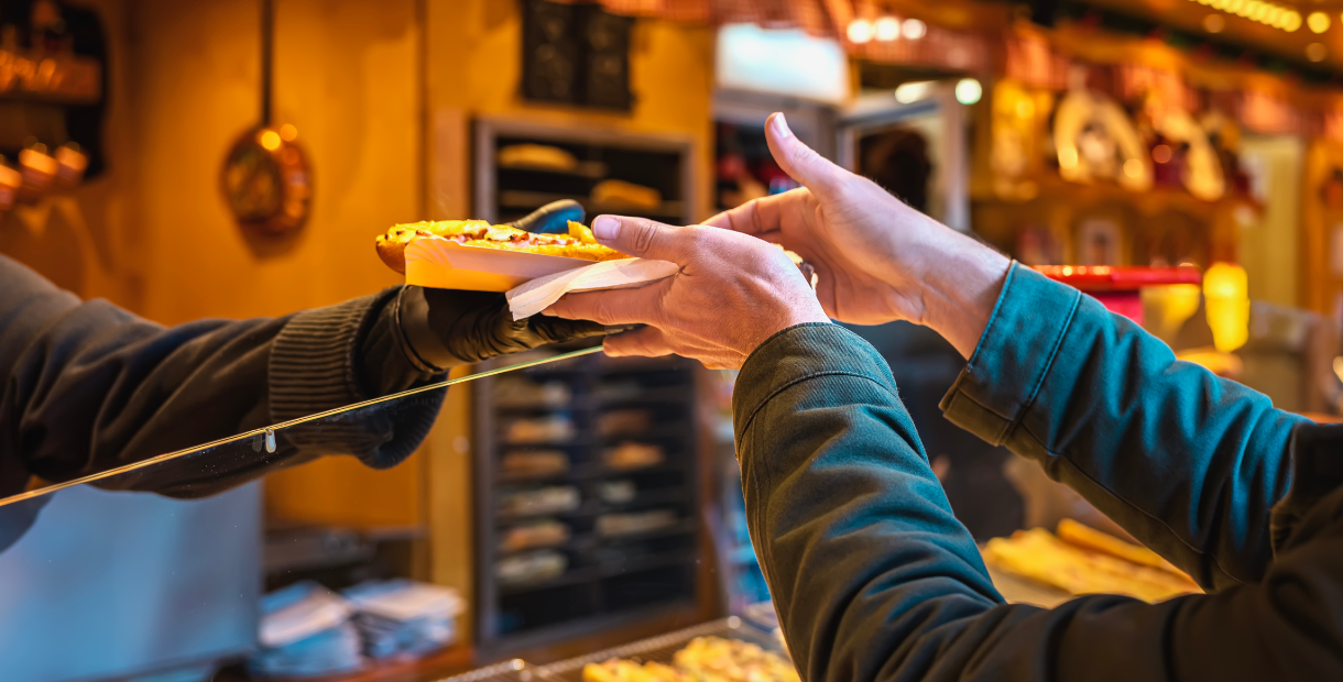 Food being purchased at a stall