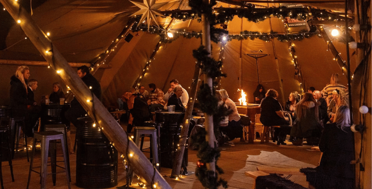 The cosy atmosphere inside the Tipi