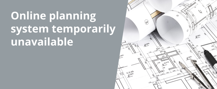 Link to 'Online planning system temporarily unavailable (opens in new window)' page