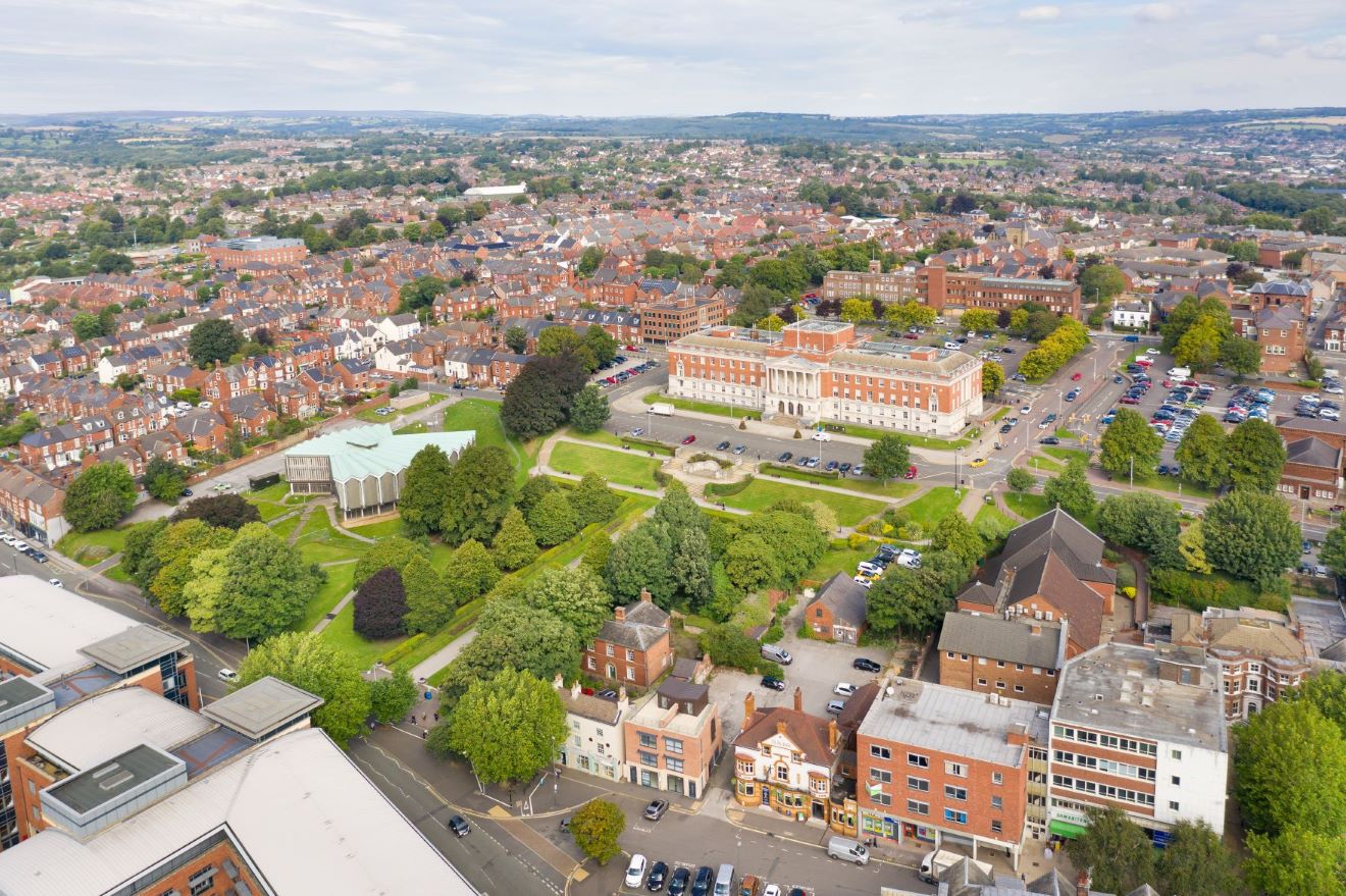 Chesterfield Town Hall aerial view